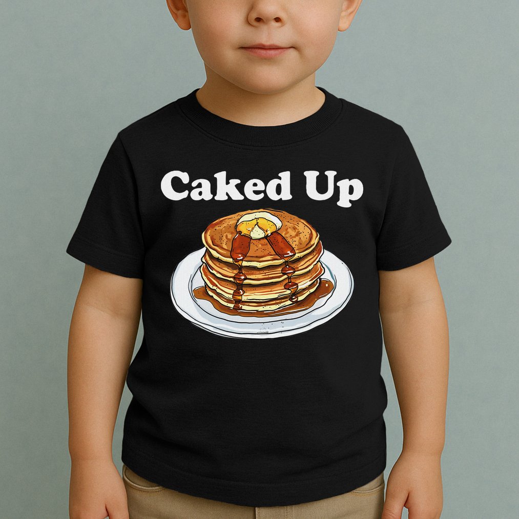 Caked Up Pancake Lover Sweet Breakfast Baking Toddler T-Shirt