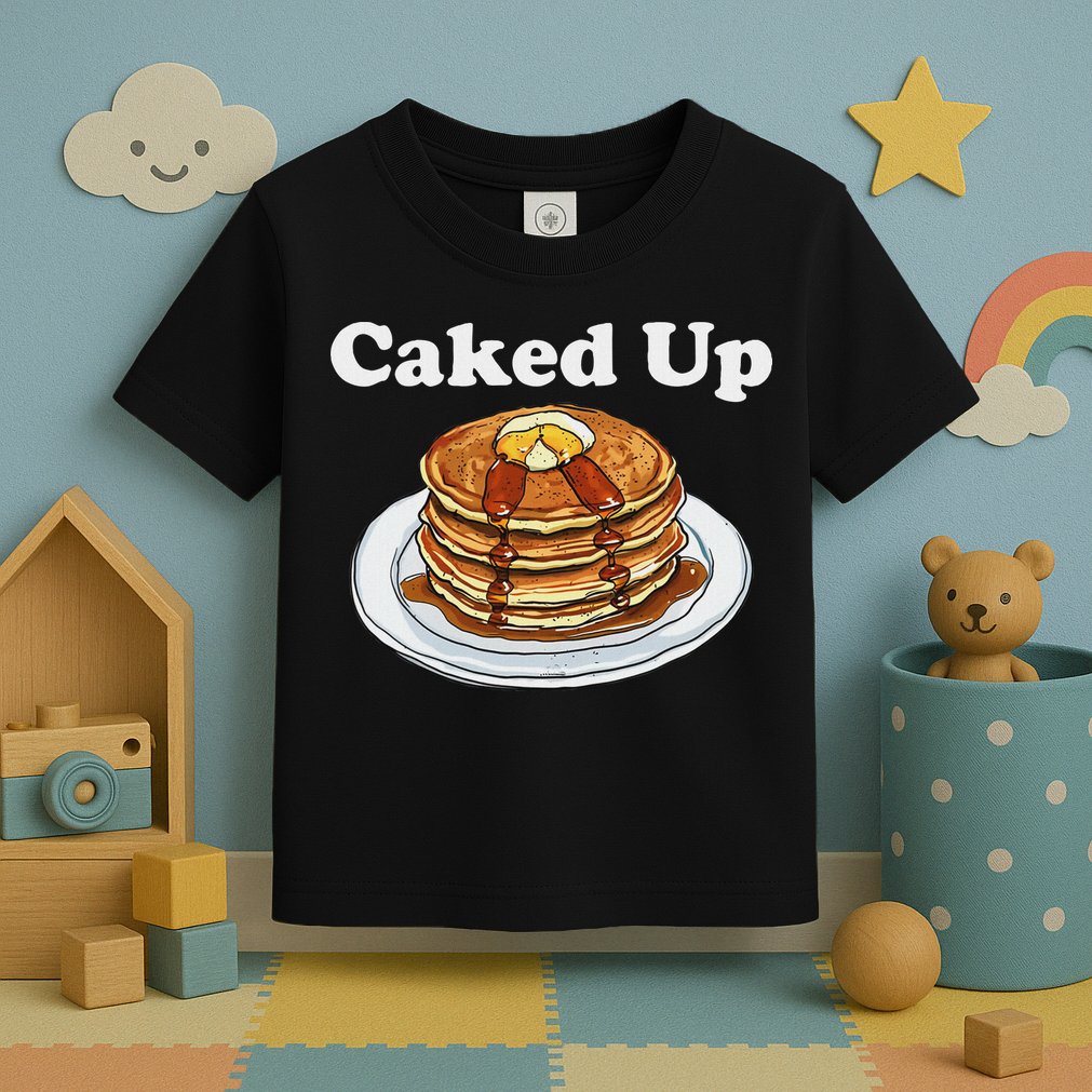 Caked Up Pancake Lover Sweet Breakfast Baking Toddler T-Shirt