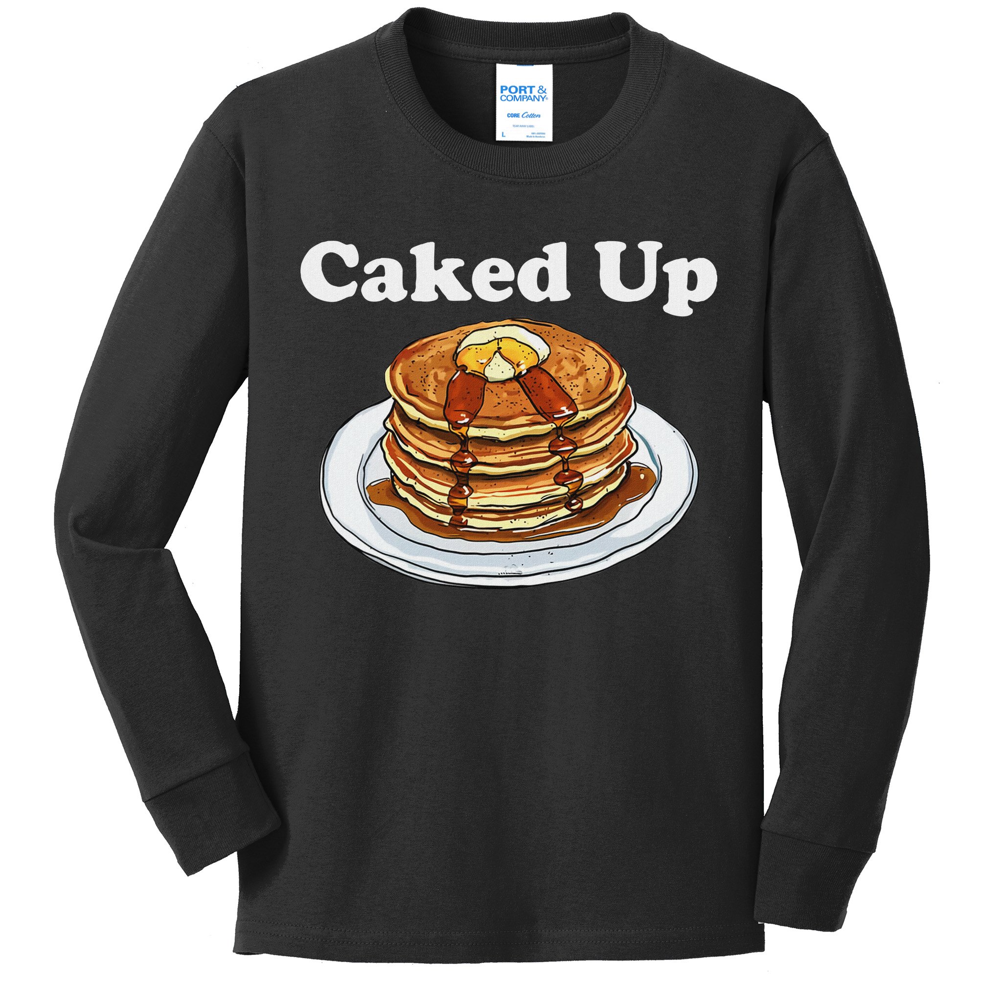 Caked Up Pancake Lover Sweet Breakfast Baking Kids Long Sleeve Shirt