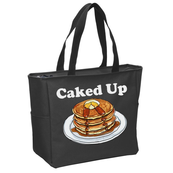 Caked Up Pancake Lover Sweet Breakfast Baking Zip Tote Bag