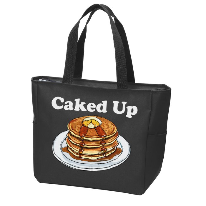 Caked Up Pancake Lover Sweet Breakfast Baking Zip Tote Bag