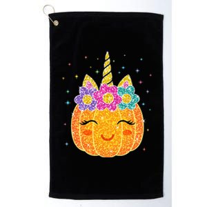 Cute Unicorn Pumpkin Halloween Thanksgiving Platinum Collection Golf Towel