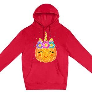 Cute Unicorn Pumpkin Halloween Thanksgiving Premium Pullover Hoodie