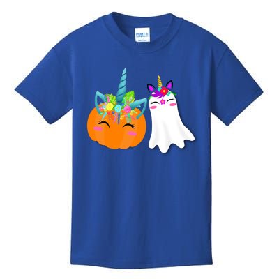 Cute Unicorn Pumpkin And Boonicorn Unicorn Ghost Halloween Gift Kids T-Shirt