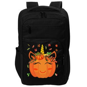 Cute Unicorn Pumpkin Halloween Thanksgiving Impact Tech Backpack