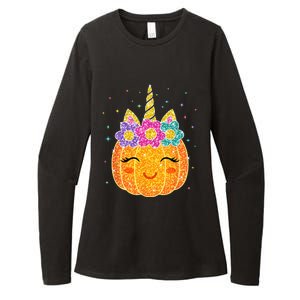 Cute Unicorn Pumpkin Halloween Thanksgiving Womens CVC Long Sleeve Shirt