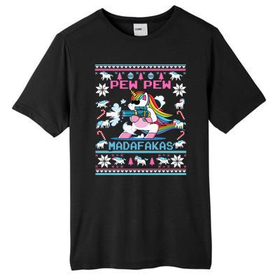 Cute Unicorn Pew Pew Madafakas Ugly Christmas Tall Fusion ChromaSoft Performance T-Shirt