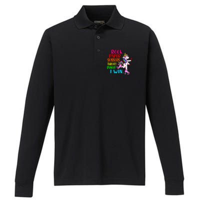 Cute Unicorn Pink Roller Skates English Slang British Insult Great Gift Performance Long Sleeve Polo