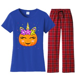 Cute Unicorn Pumpkin Funny Halloween Costume Women's Flannel Pajama Set