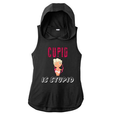 Cupid Is Stupid Ladies PosiCharge Tri-Blend Wicking Draft Hoodie Tank