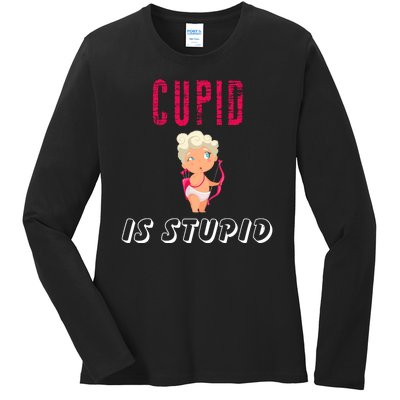 Cupid Is Stupid Ladies Long Sleeve Shirt