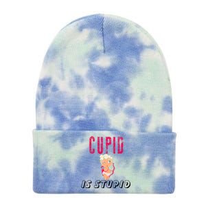 Cupid Is Stupid Tie Dye 12in Knit Beanie