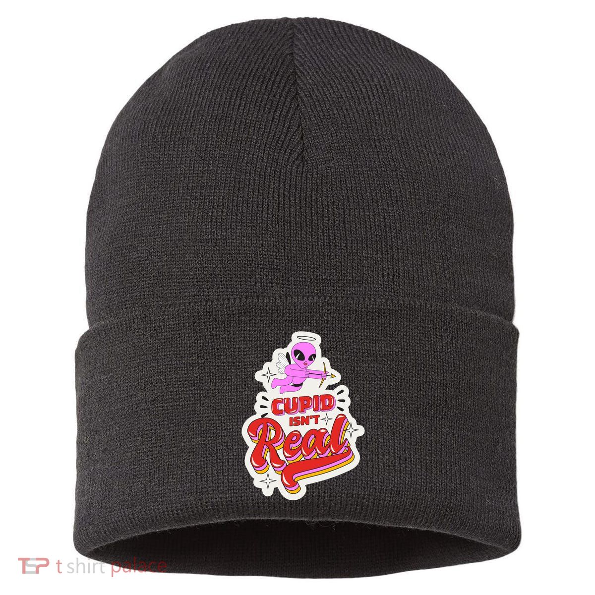 Cupid Isn't Real Funny Valentine's Day Sustainable Knit Beanie