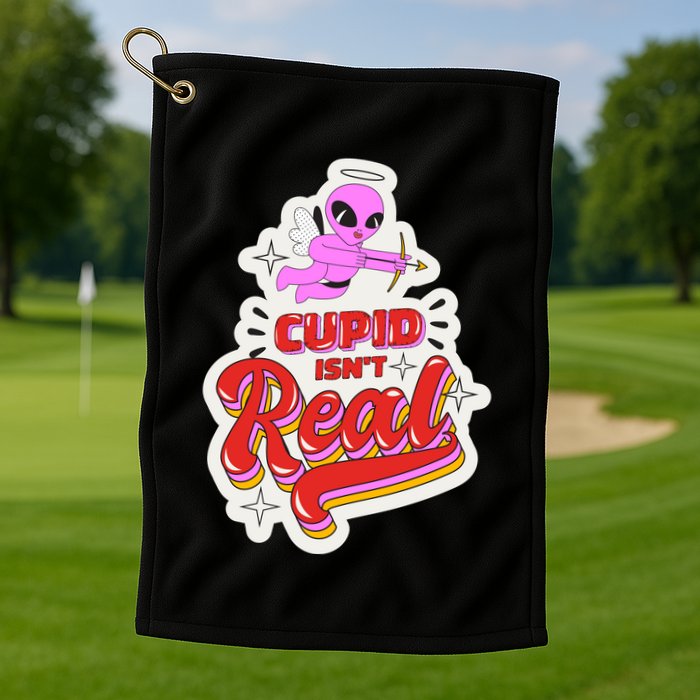 Cupid Isn't Real Funny Valentine's Day Golf Towel