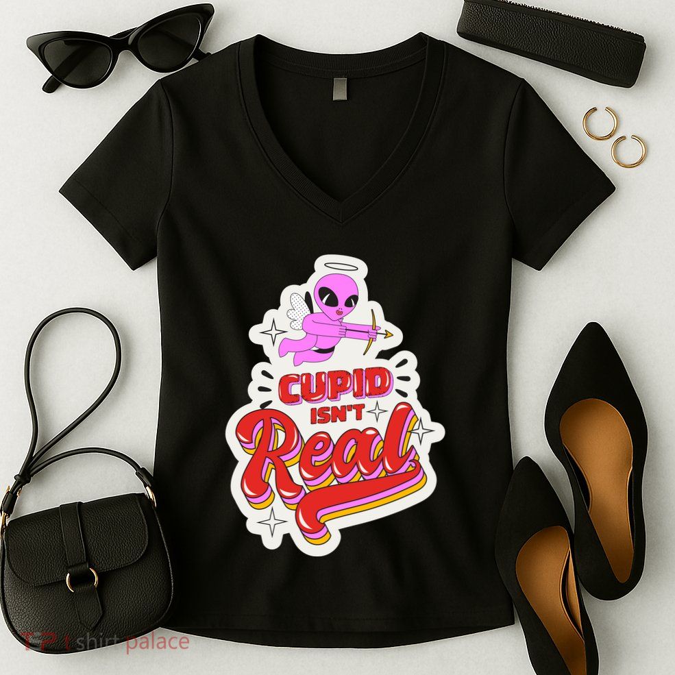 Cupid Isn't Real Funny Valentine's Day Women's V-Neck T-Shirt