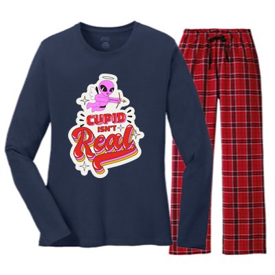 Cupid Isn't Real Funny Valentine's Day Women's Long Sleeve Flannel Pajama Set 