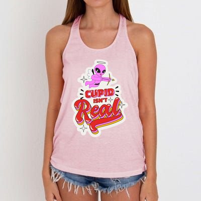 Cupid Isn't Real Funny Valentine's Day Women's Knotted Racerback Tank