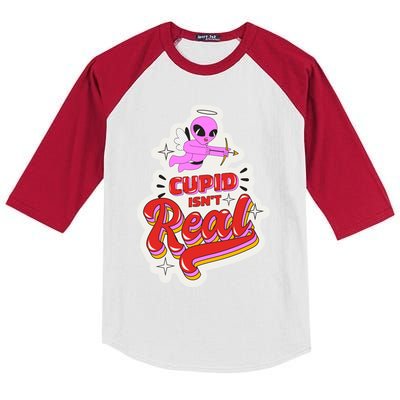 Cupid Isn't Real Funny Valentine's Day Kids Colorblock Raglan Jersey