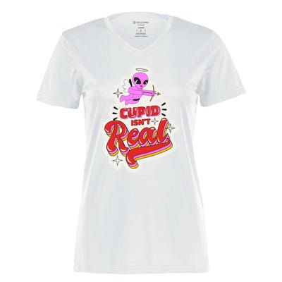 Cupid Isn't Real Funny Valentine's Day Women's Momentum V-Neck T-Shirt