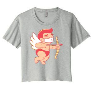 Cupid Quarantine Mask  Women's Crop Top Tee