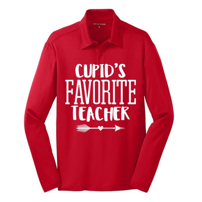 Cupid's Favorite Teacher Silk Touch Performance Long Sleeve Polo