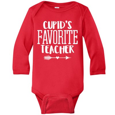 Cupid's Favorite Teacher Baby Long Sleeve Bodysuit