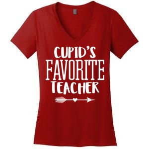 Cupid's Favorite Teacher Women's V-Neck T-Shirt