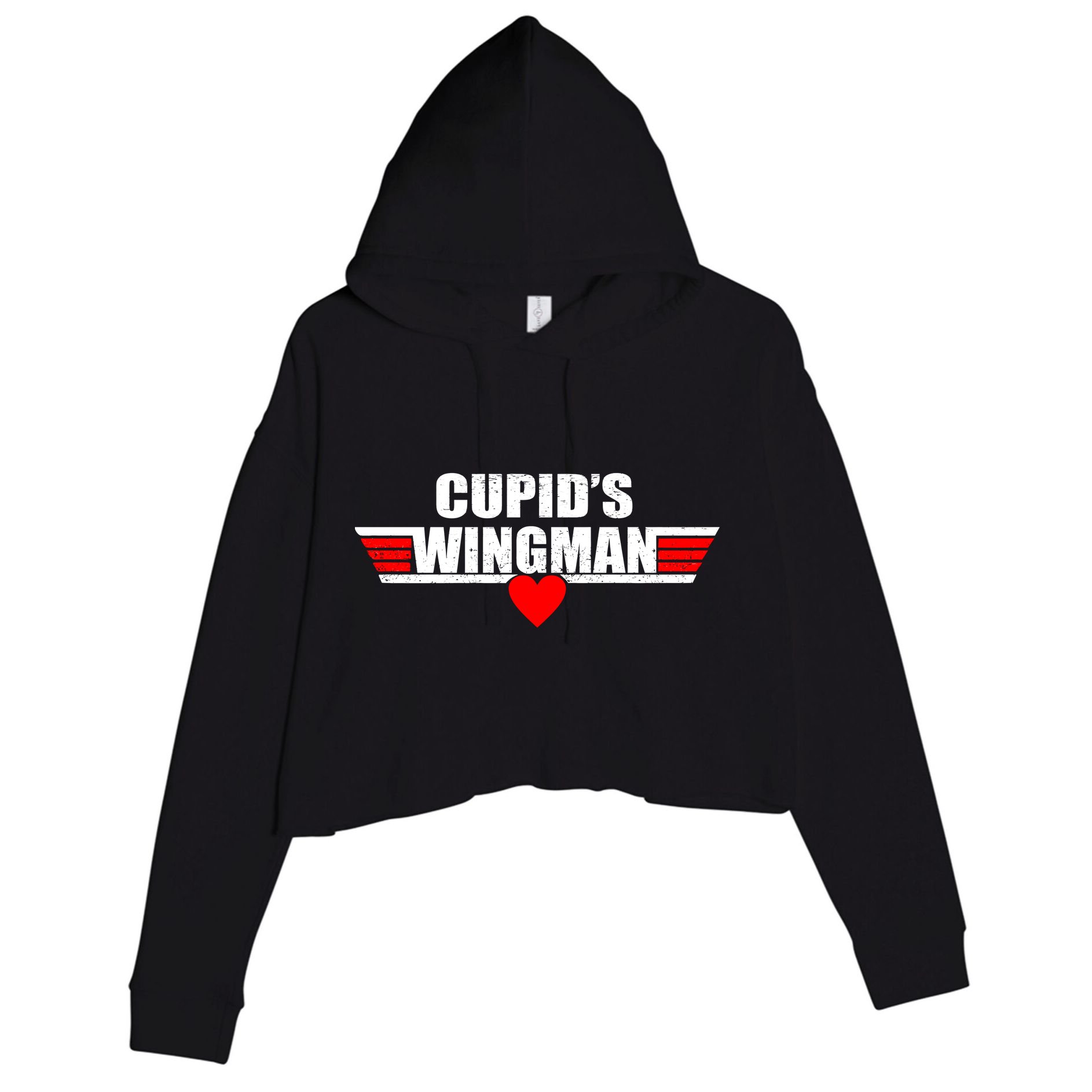Cupid's Wingman Valentine's Day Crop Fleece Hoodie
