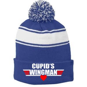 Cupid's Wingman Valentine's Day Stripe Pom Pom Beanie