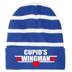 Cupid's Wingman Valentine's Day Striped Beanie with Solid Band