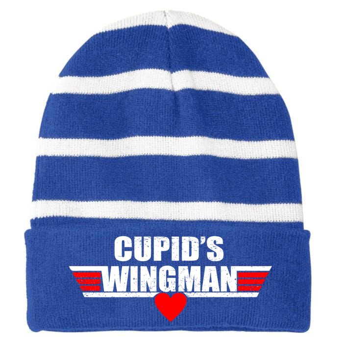 Cupid's Wingman Valentine's Day Striped Beanie with Solid Band