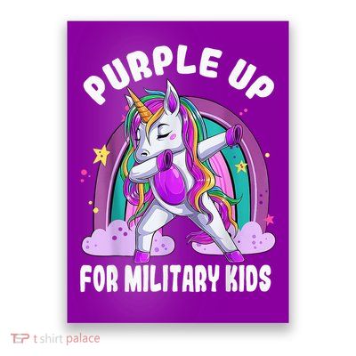 Cute Unicorn Rainbow Purple Up For Military Month Girl Poster