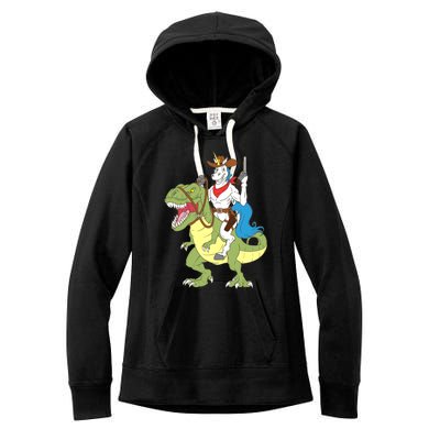 Cow Unicorn Riding Dinosaur Trex Law Sheriff Deputy Gift Women's Fleece Hoodie