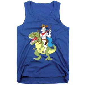 Cow Unicorn Riding Dinosaur Trex Law Sheriff Deputy Gift Tank Top