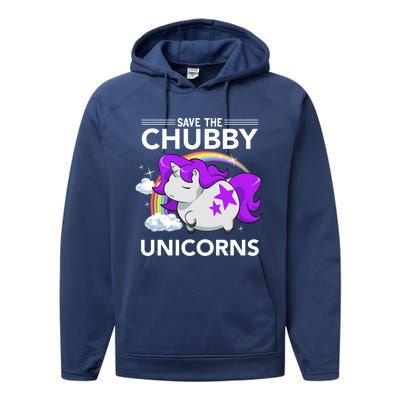 Chubby Unicorn Rhinoceros Save The Chubby Unicorns Fat Rhino Gift Performance Fleece Hoodie