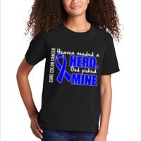 Cure Colon Cancer Heaven Needed A Hero Kids T-Shirt