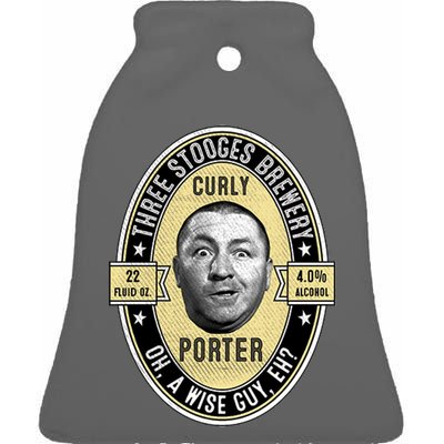 Curly Porter Three Stooges Ceramic Bell Ornament