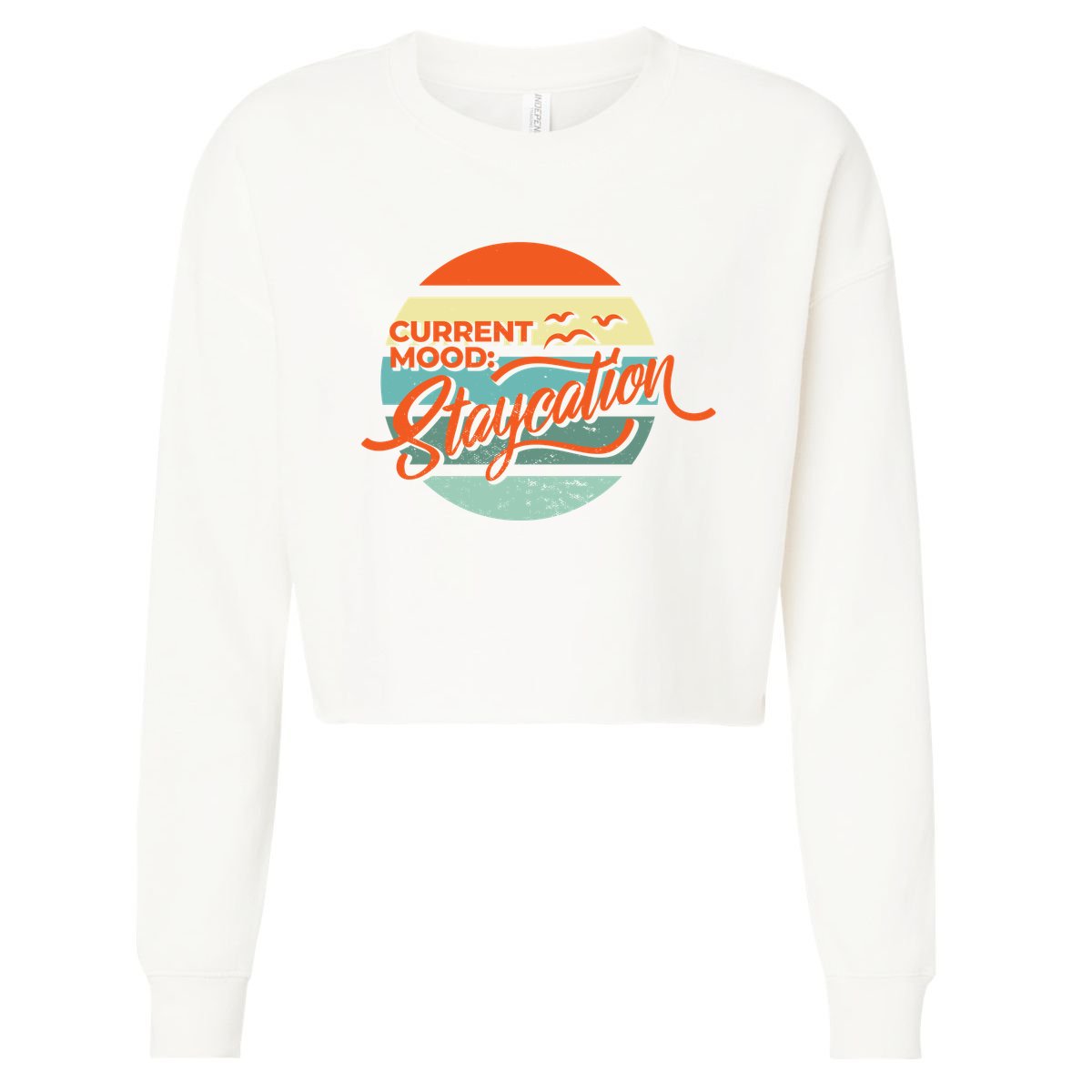 Current Mood Staycation  Cropped Pullover Crew
