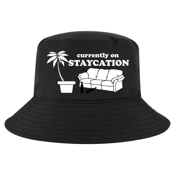 Currently On Staycation Funny Vacation Cool Comfort Performance Bucket Hat
