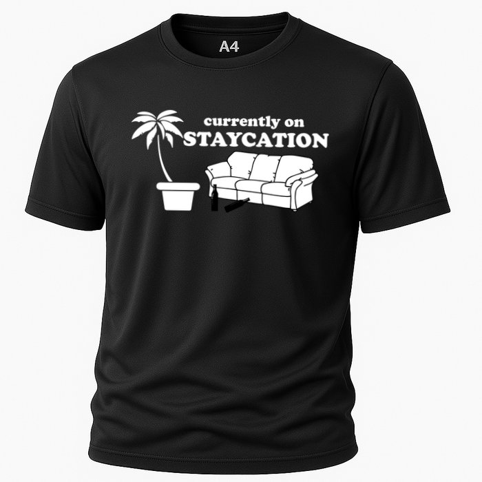 Currently On Staycation Funny Vacation Cooling Performance Crew T-Shirt