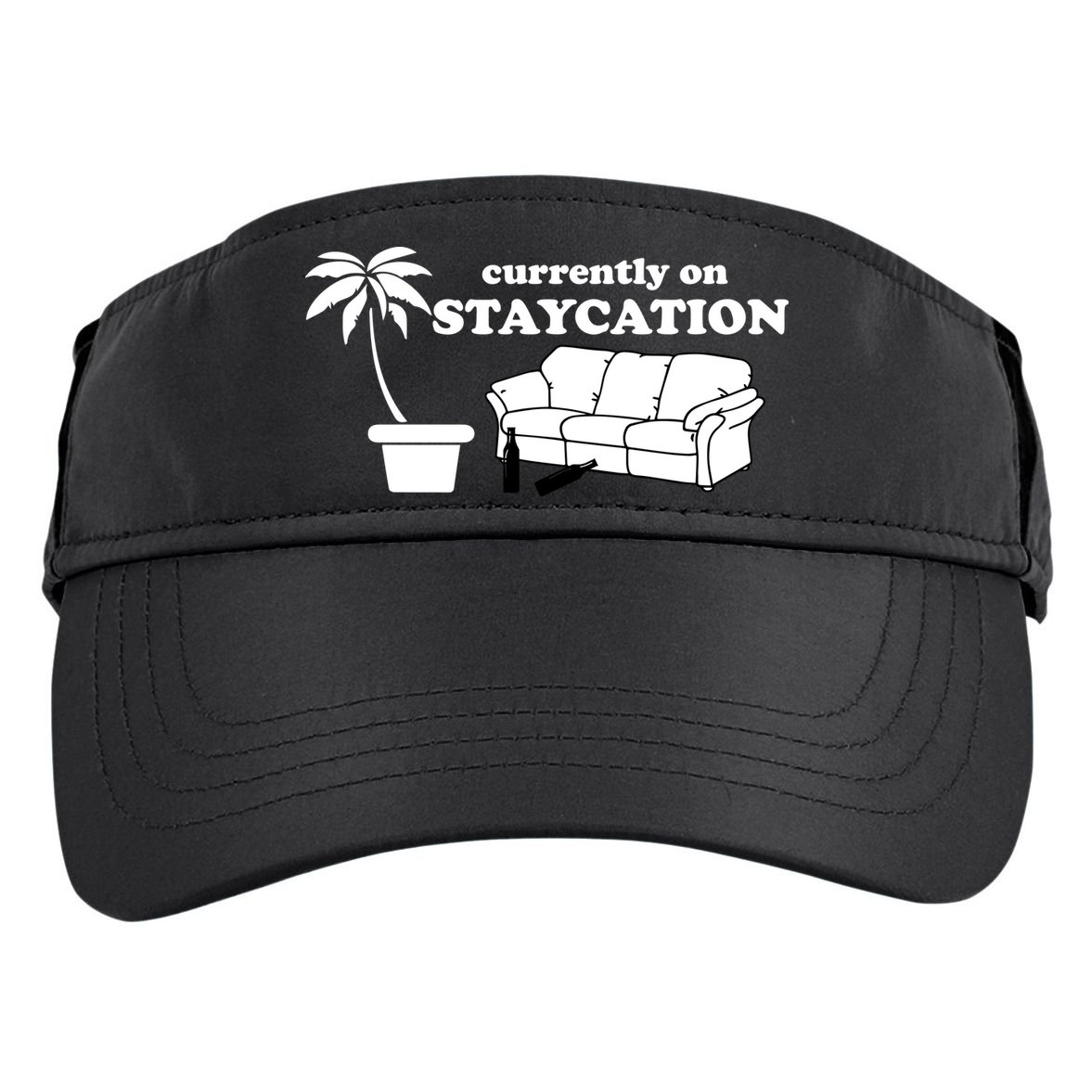 Currently On Staycation Funny Vacation Adult Drive Performance Visor