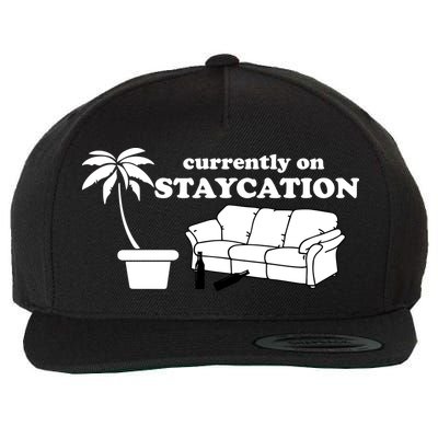Currently On Staycation Funny Vacation Wool Snapback Cap
