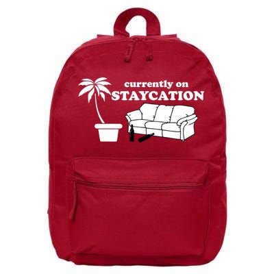 Currently On Staycation Funny Vacation 16 in Basic Backpack