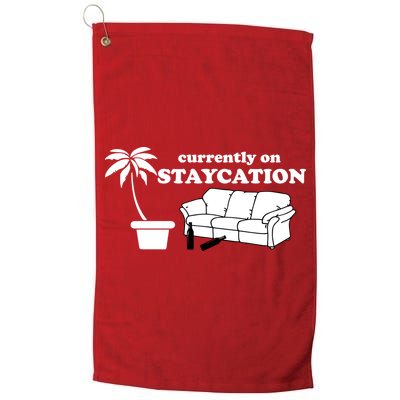 Currently On Staycation Funny Vacation Golf Towel