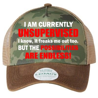 Currently Unsupervised Possibilities Are Endless Legacy Tie Dye Trucker Hat