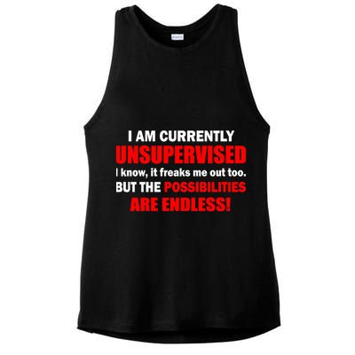 Currently Unsupervised Possibilities Are Endless Ladies PosiCharge Tri-Blend Wicking Tank
