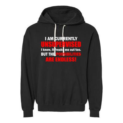 Currently Unsupervised Possibilities Are Endless Garment-Dyed Fleece Hoodie