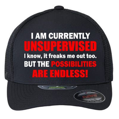 Currently Unsupervised Possibilities Are Endless Flexfit Unipanel Trucker Cap