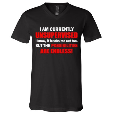 Currently Unsupervised Possibilities Are Endless V-Neck T-Shirt