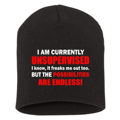 Currently Unsupervised Possibilities Are Endless Short Acrylic Beanie